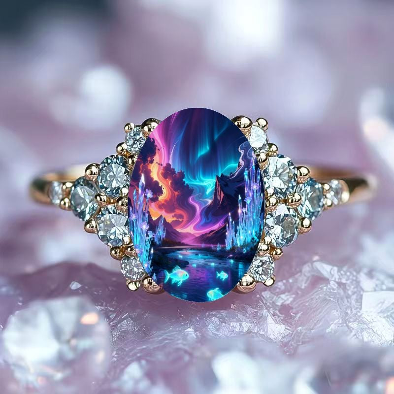 Aurora Fish Oval Ring
