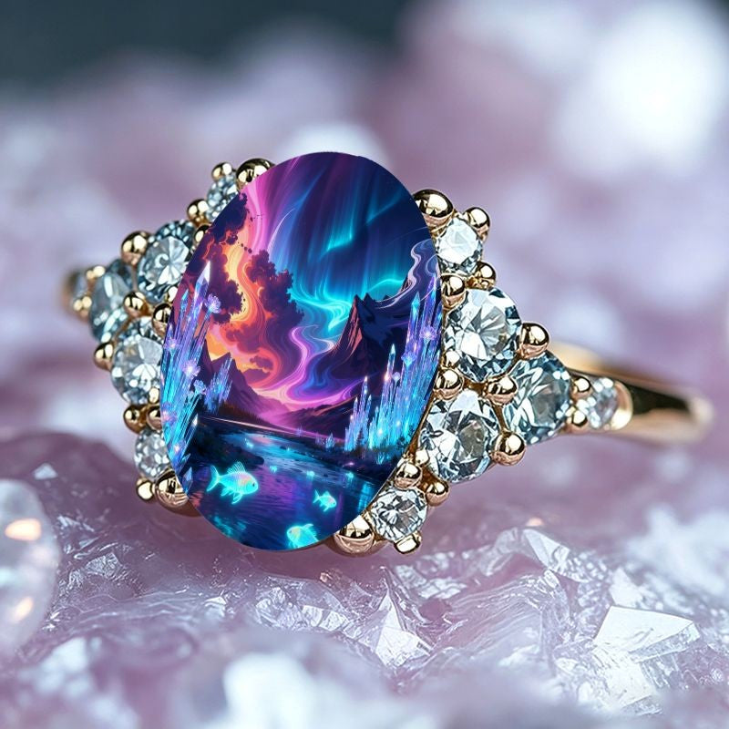 Aurora Fish Oval Ring