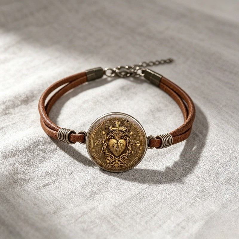 Sacred Heart Cord Bracelet