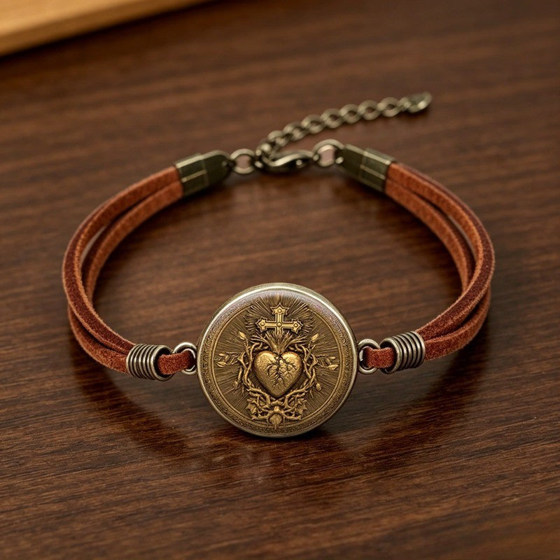 Sacred Heart Cord Bracelet