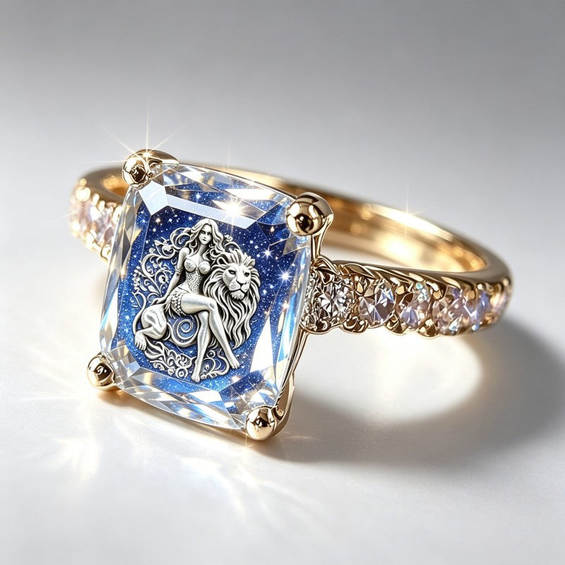 Starry Night Lion Square Ring