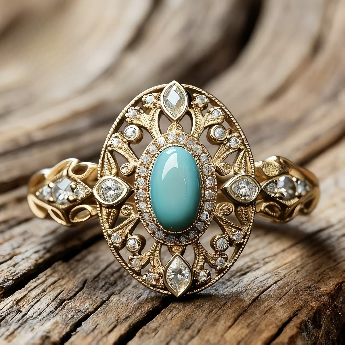 Filigree Turquoise Statement Ring