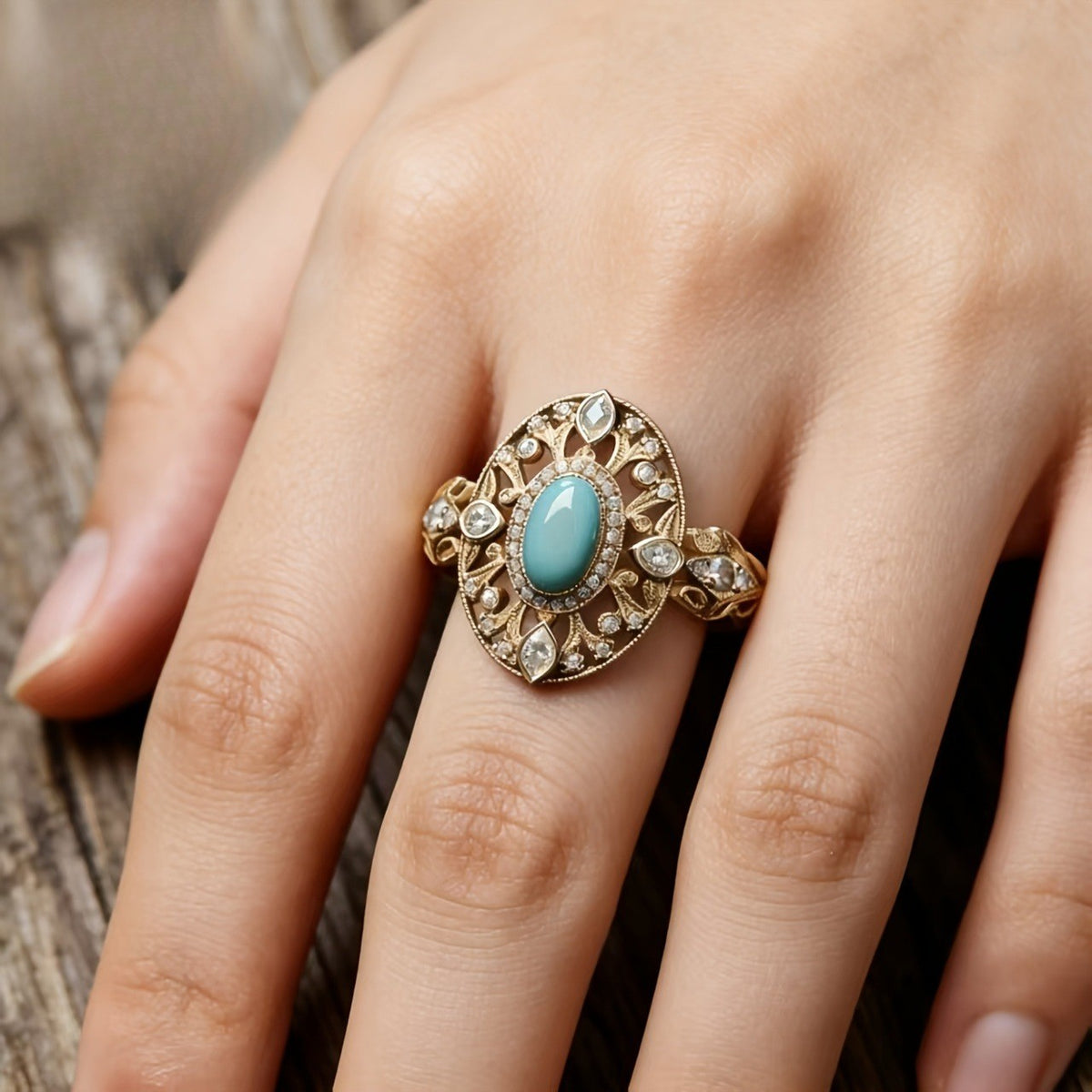 Filigree Turquoise Statement Ring