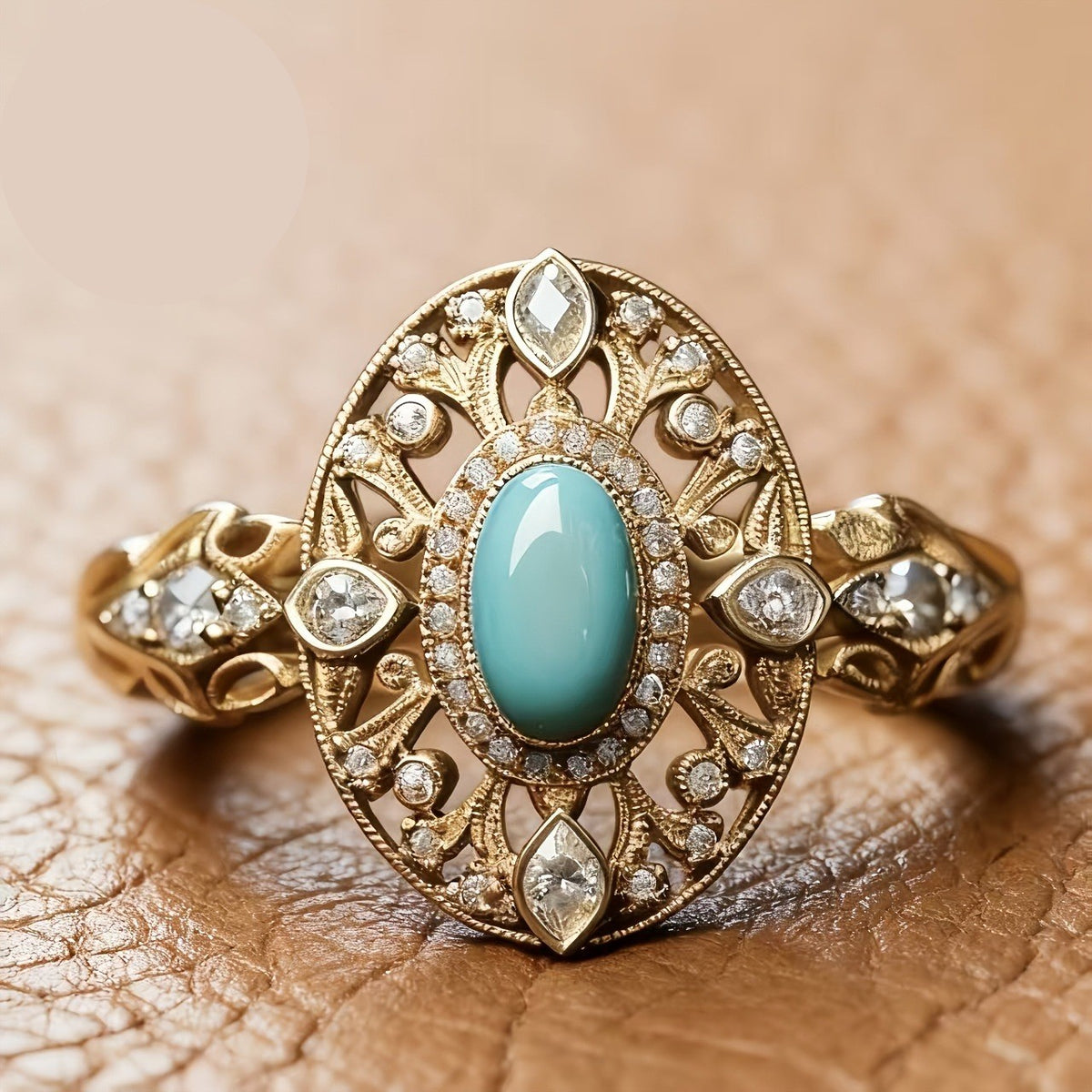 Filigree Turquoise Statement Ring