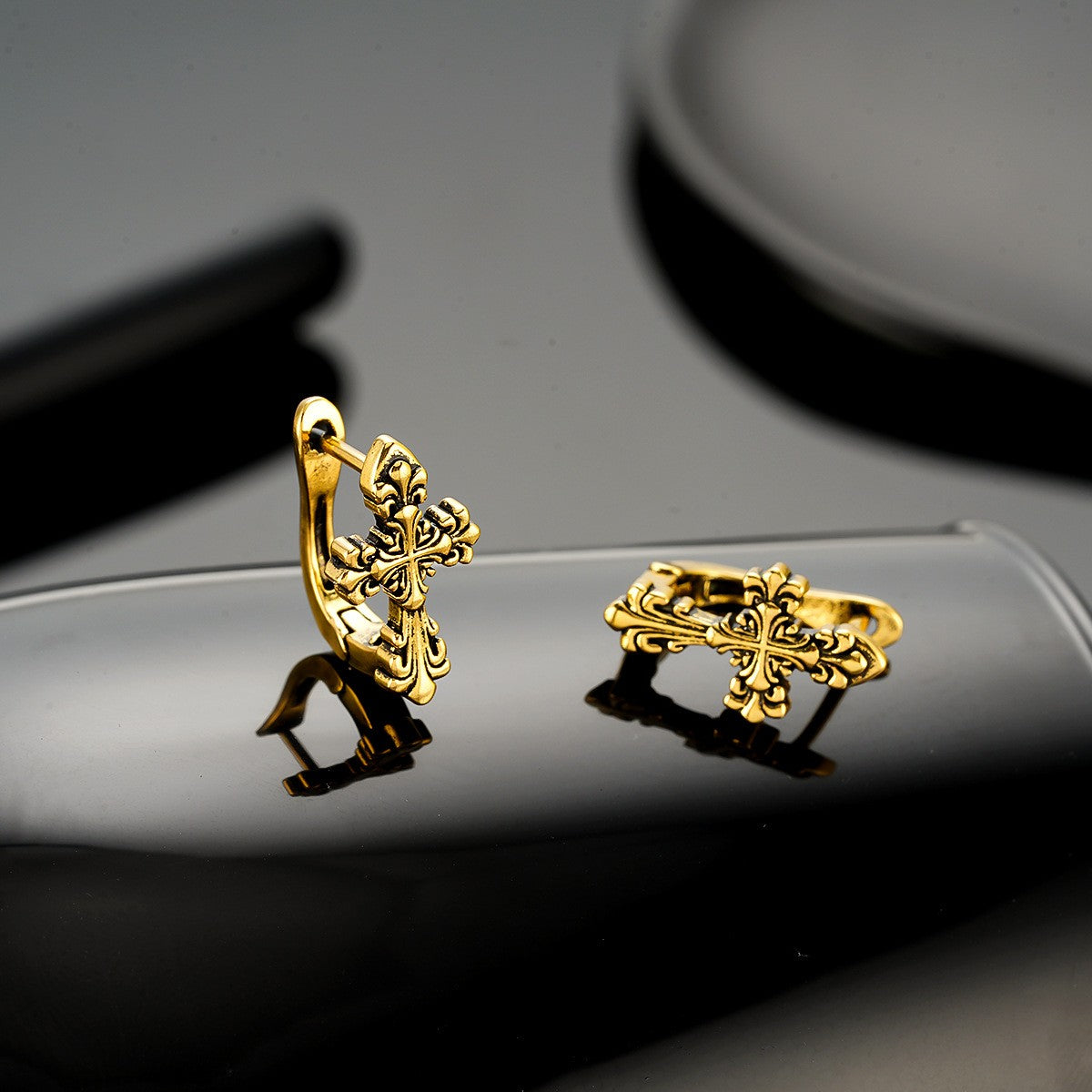 Ornate Cross Earrings