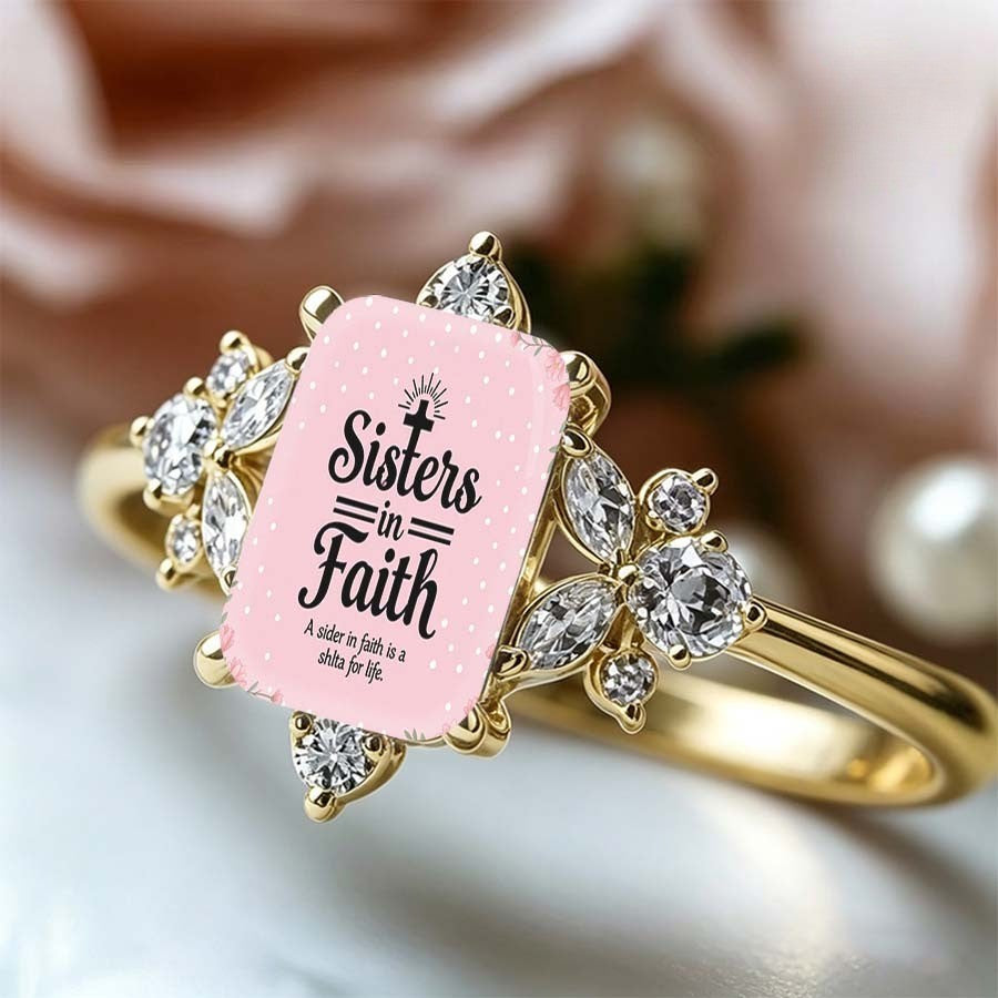 Sisters in Faith Pink Rectangle Ring