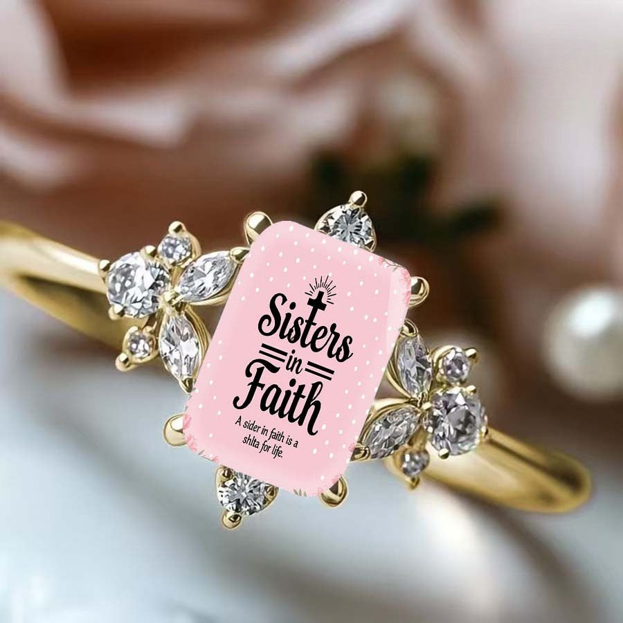 Sisters in Faith Pink Rectangle Ring