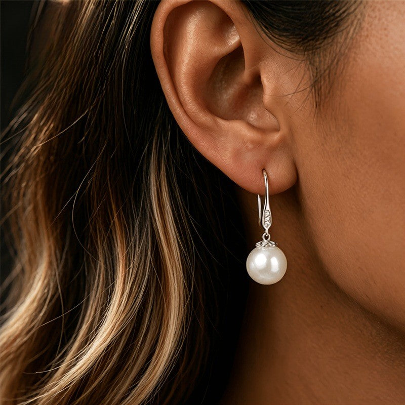 Pearl & Zircon Drop Earrings