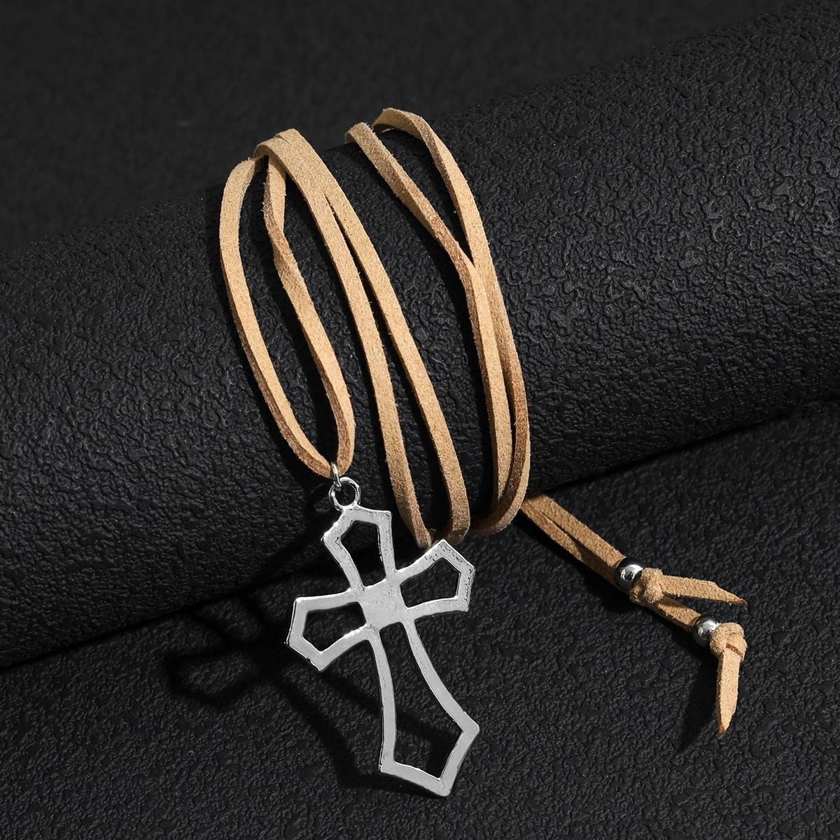 Hollow Cross Tie Choker Necklace