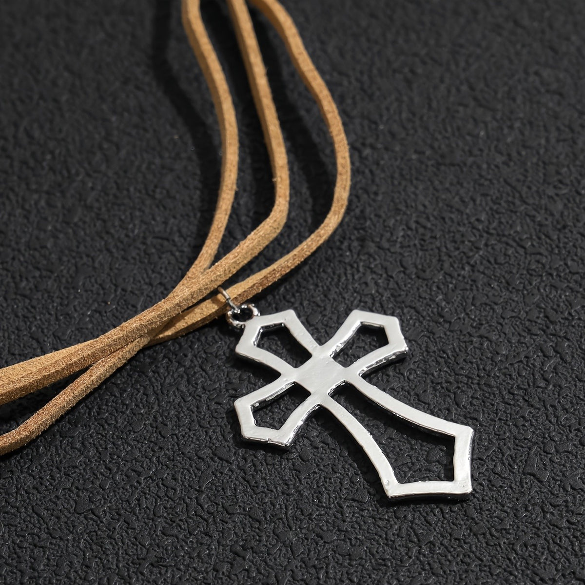 Hollow Cross Tie Choker Necklace
