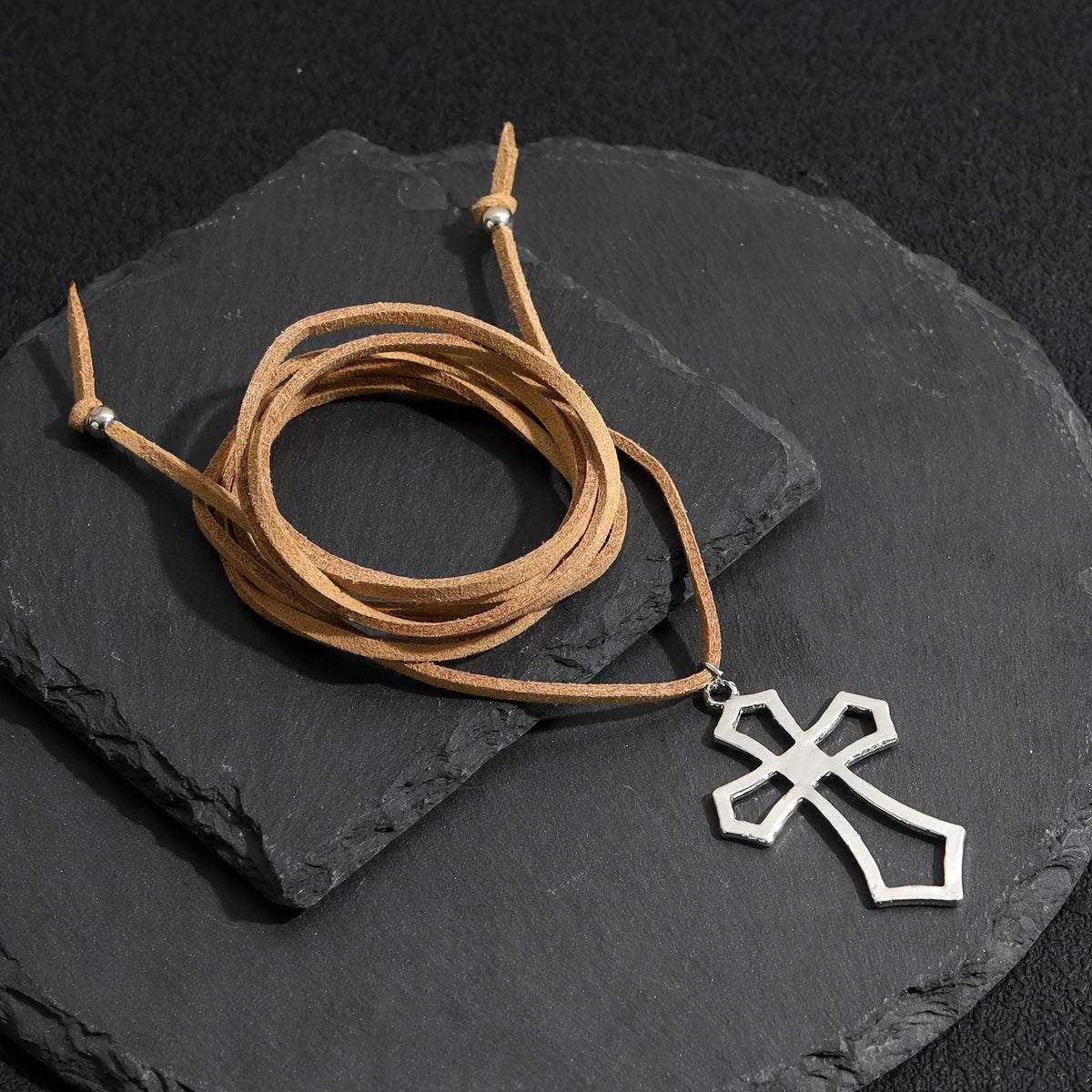 Hollow Cross Tie Choker Necklace