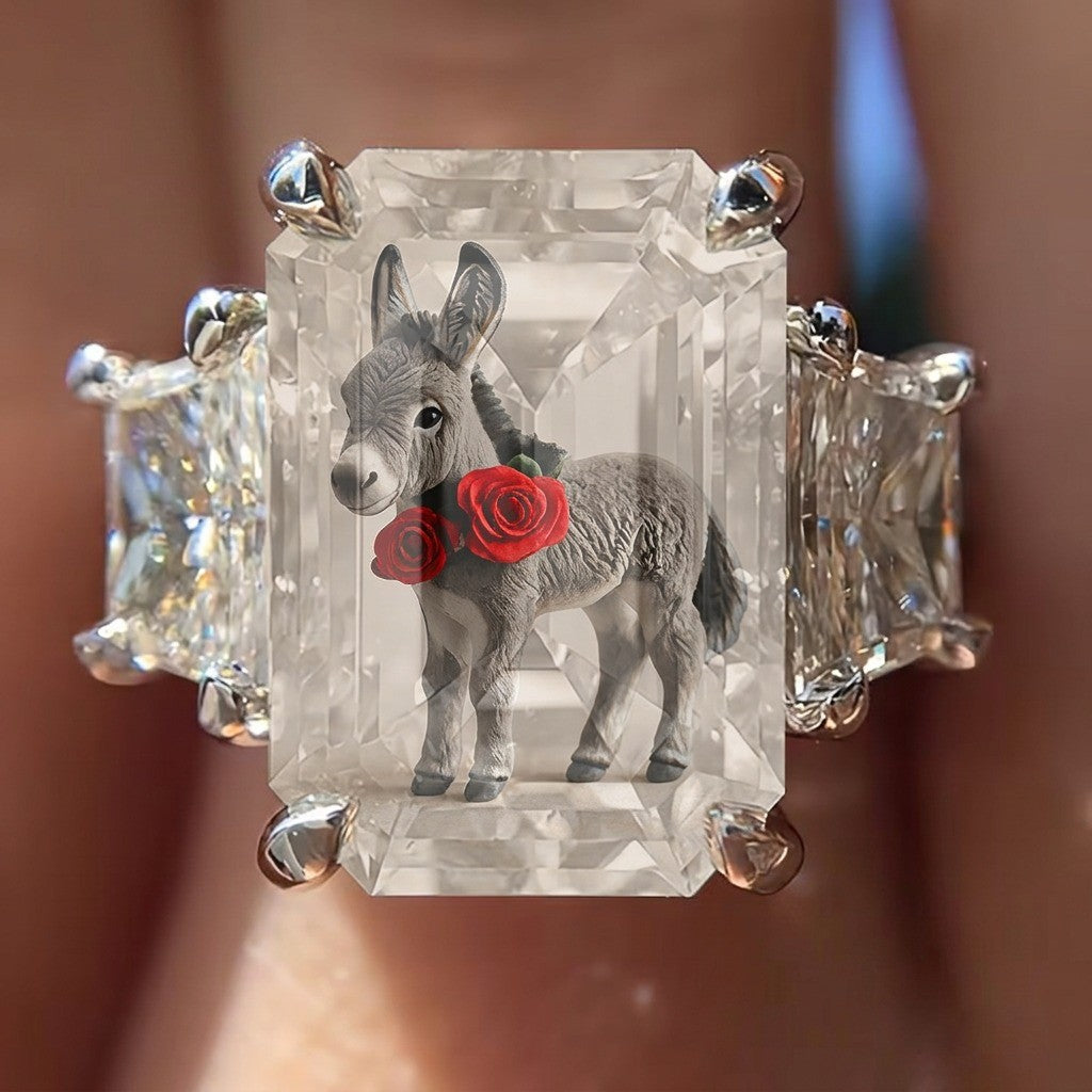 Donkey & Red Rose Ring