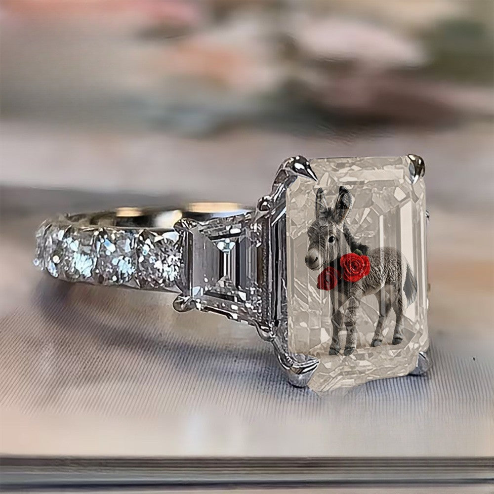 Donkey & Red Rose Ring