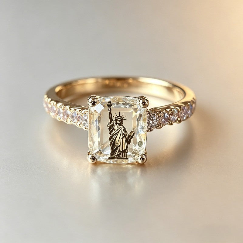 Statue Square Crystal Ring
