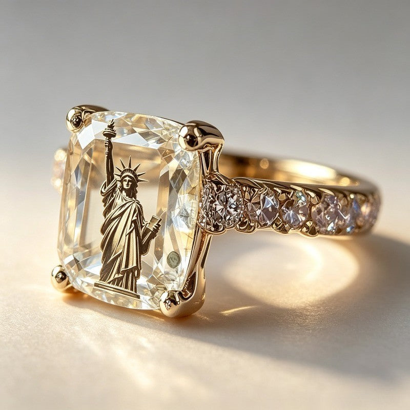 Statue Square Crystal Ring