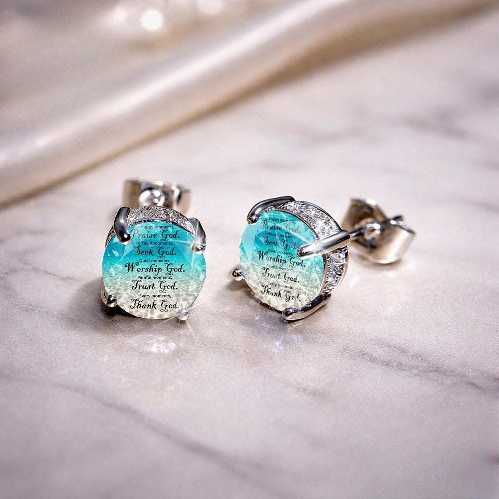Faith Scripture Glass Stud Earrings