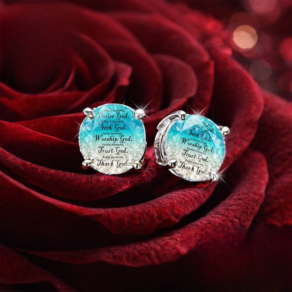 Faith Scripture Glass Stud Earrings