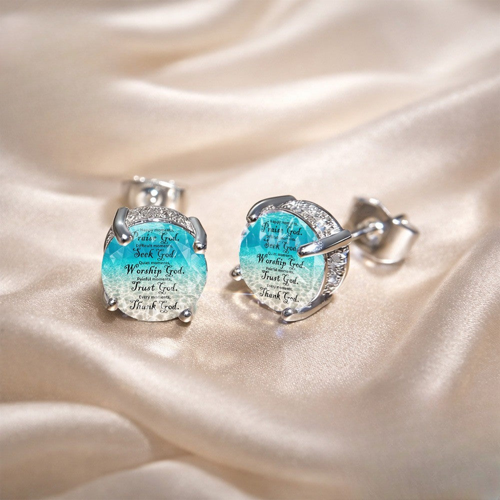 Faith Scripture Glass Stud Earrings