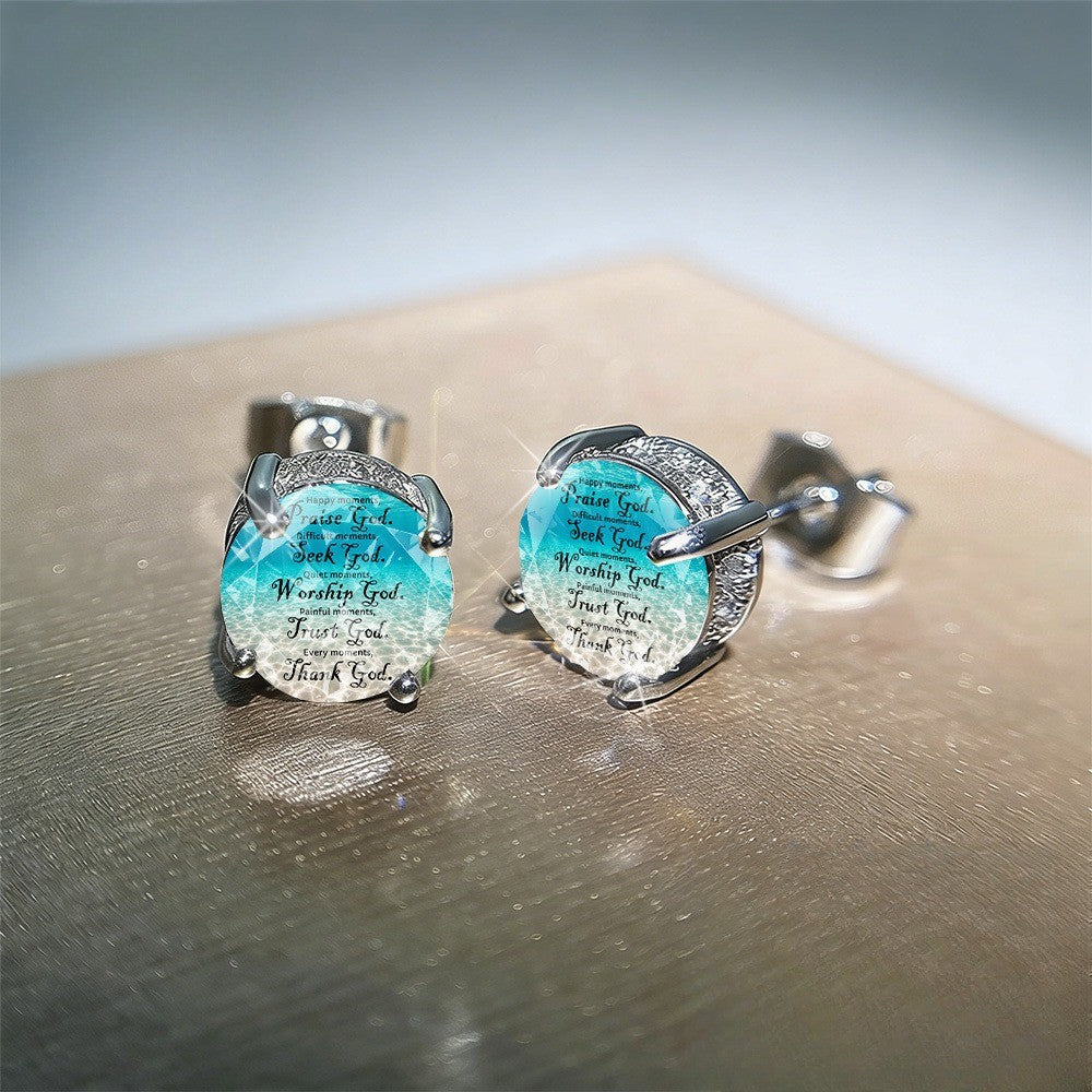 Faith Scripture Glass Stud Earrings