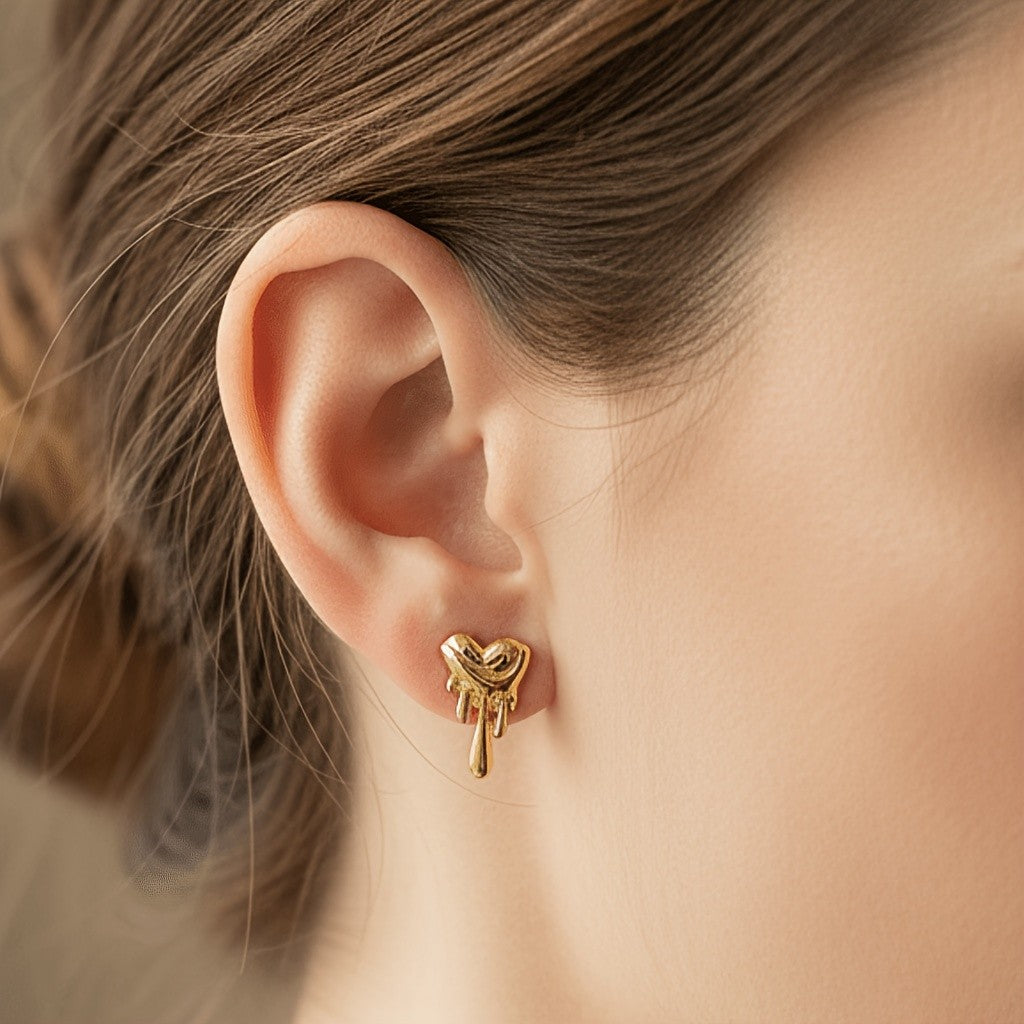 Melting Heart Drip Stud Earrings