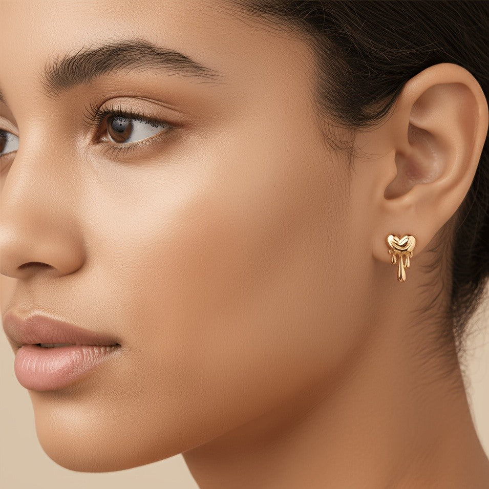 Melting Heart Drip Stud Earrings