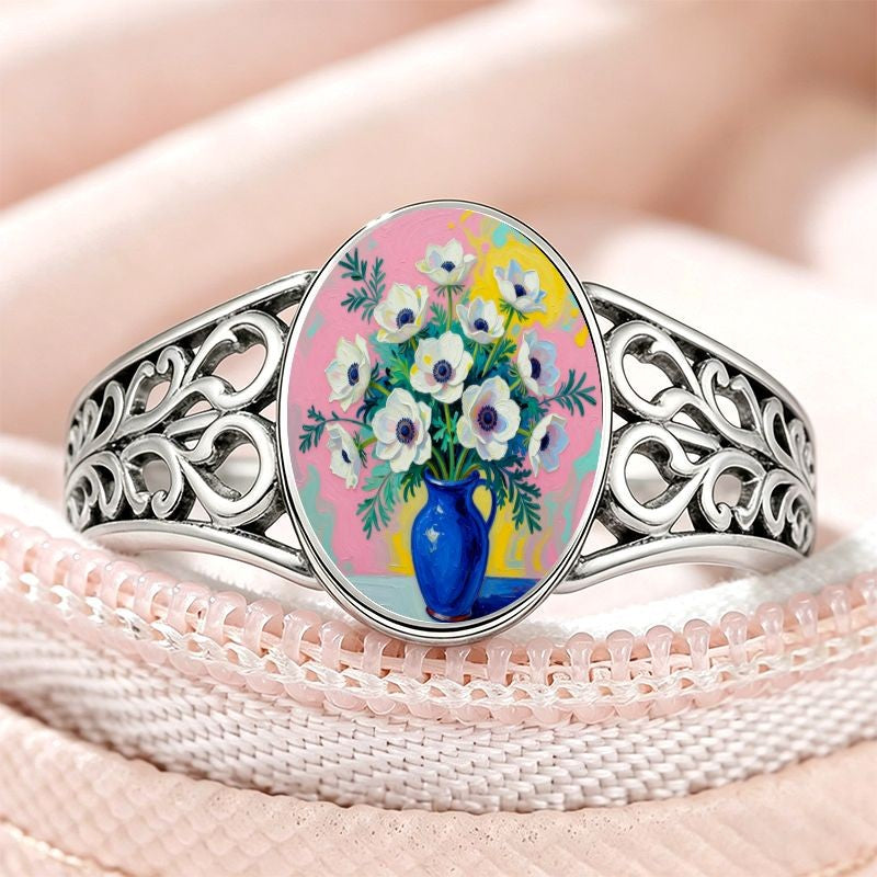 Floral Vase Oval Ring
