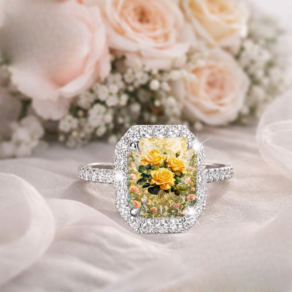 Yellow Rose Cushion Ring