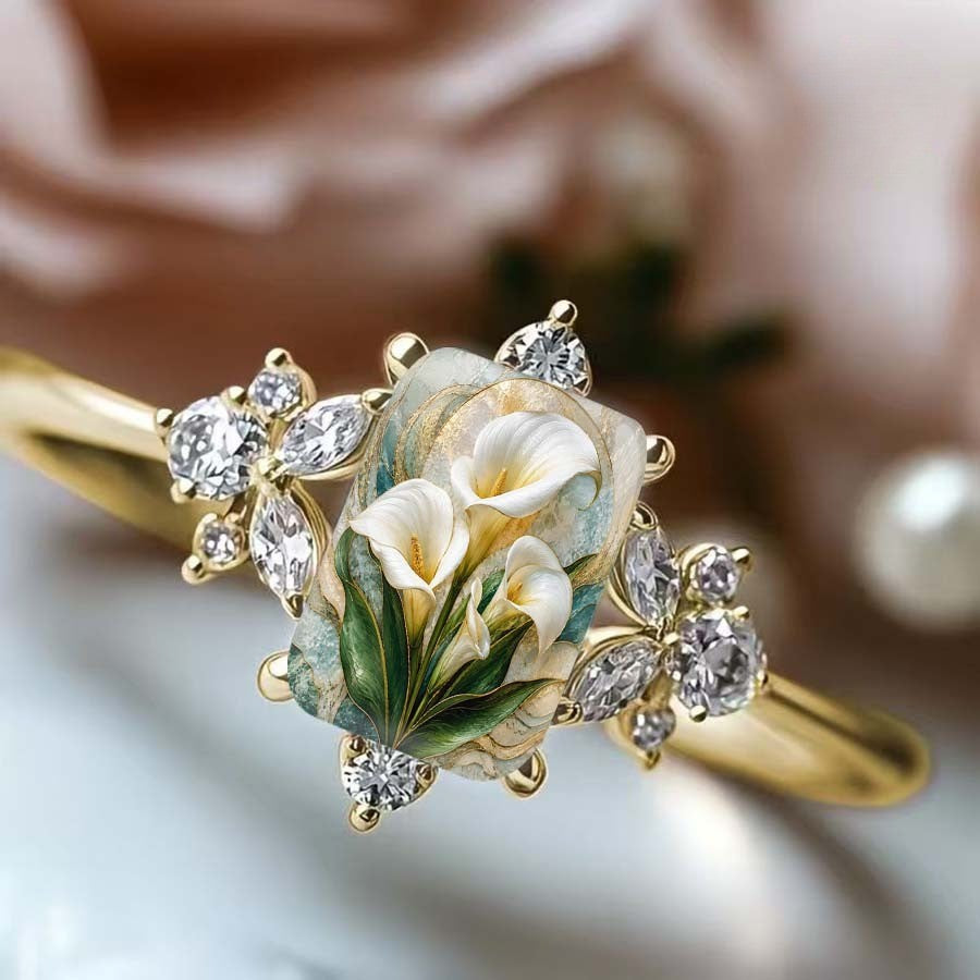 Calla Lily Glass Panel Ring