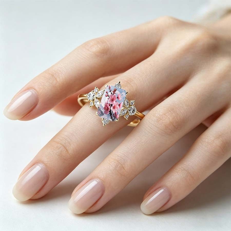 Pink Blossom Rectangle Ring