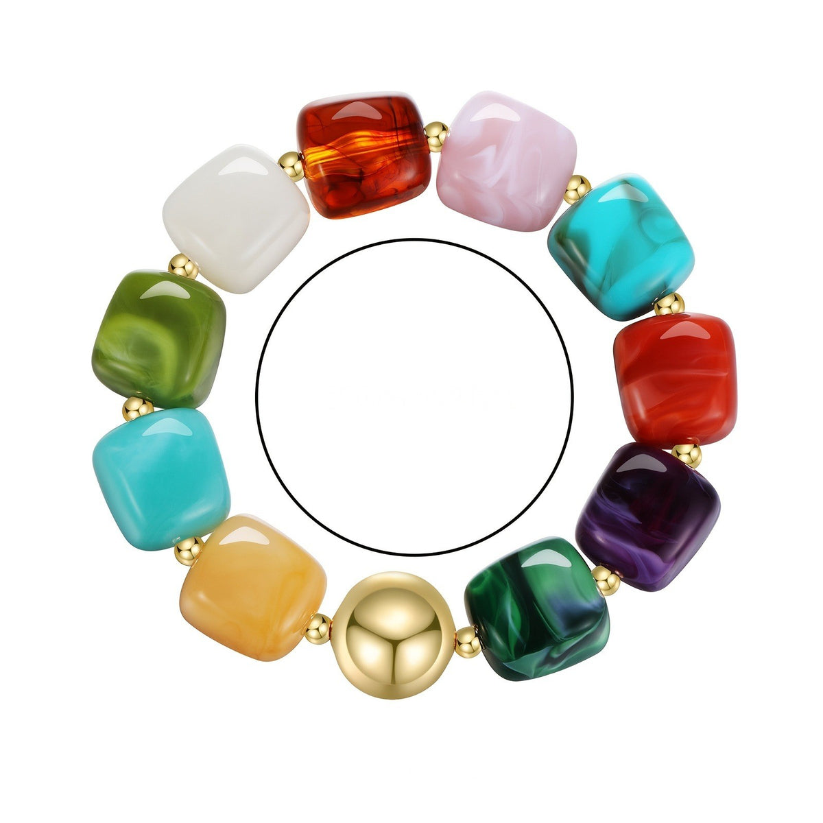 Marbled Square Bead Bracelet
