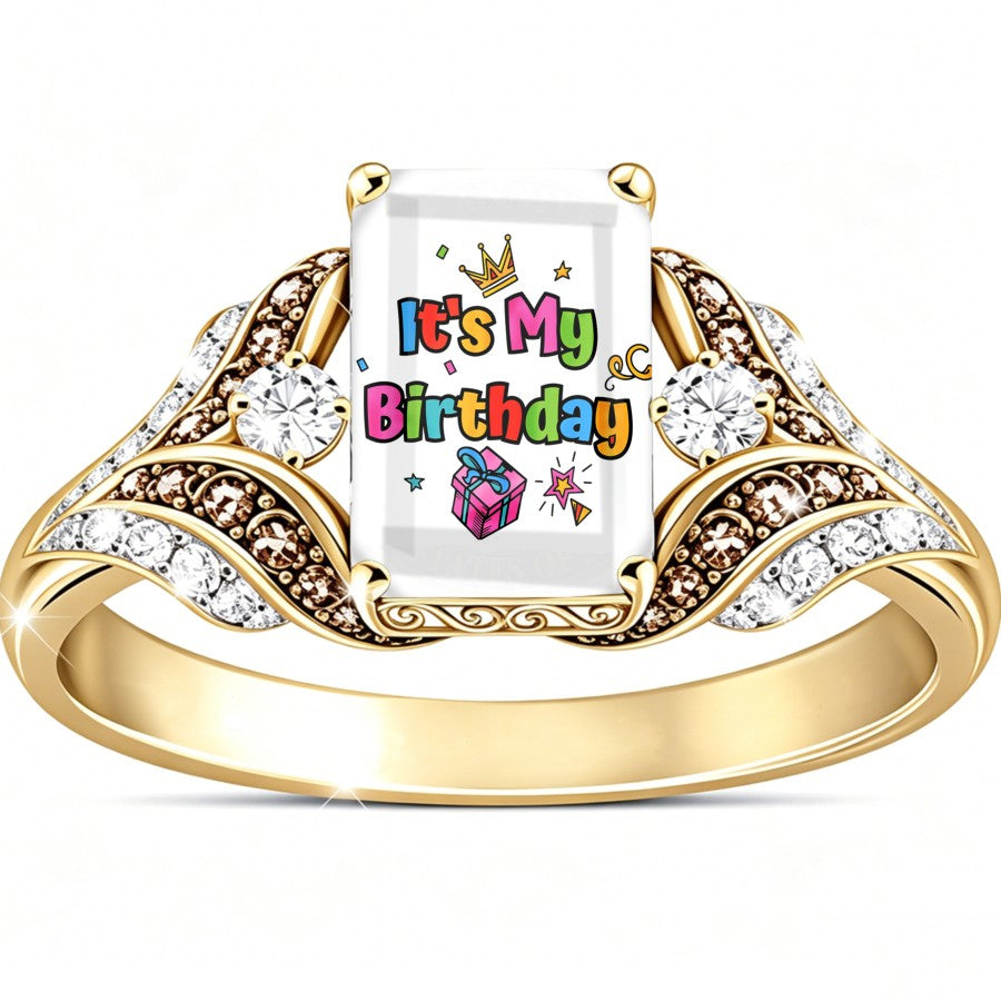 Birthday Gift Box Square Ring
