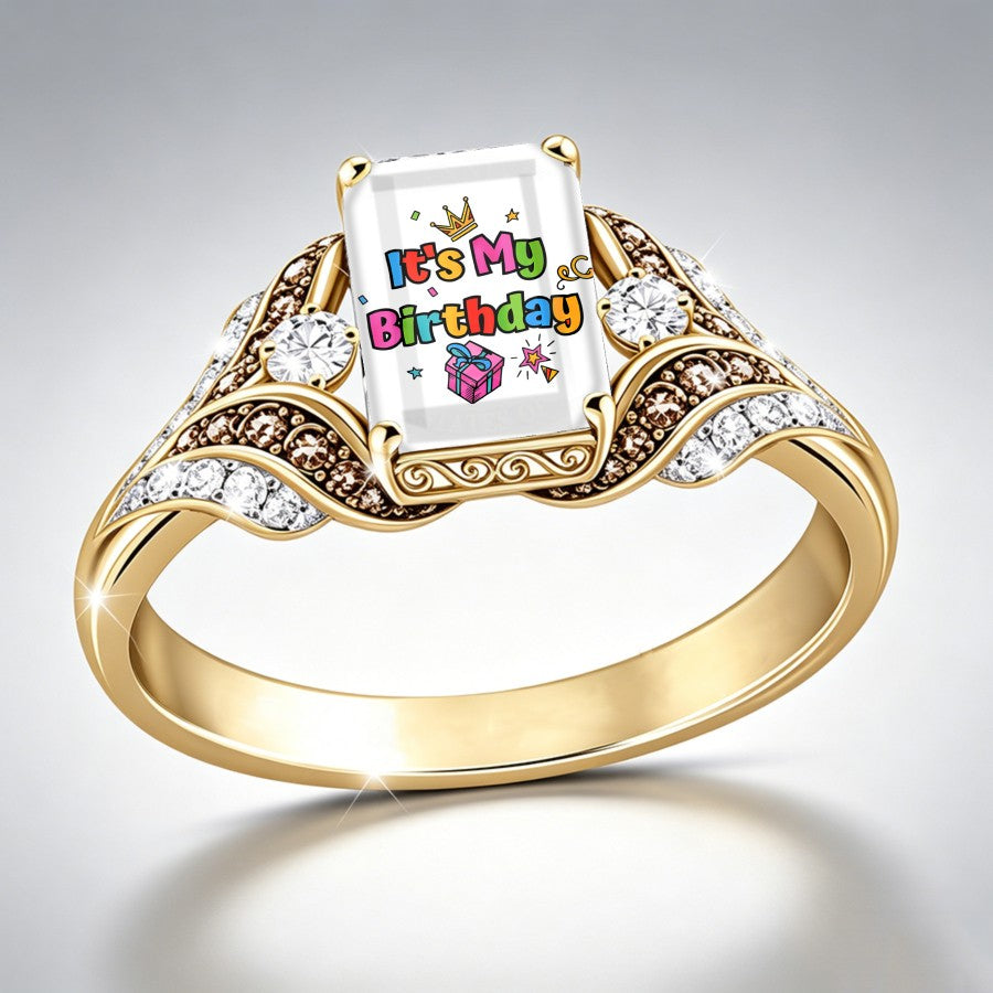 Birthday Gift Box Square Ring