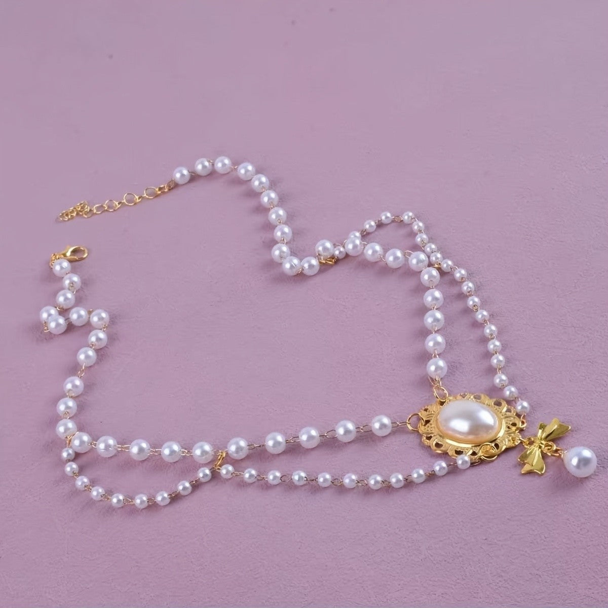 Pearl Cameo Teardrop Necklace