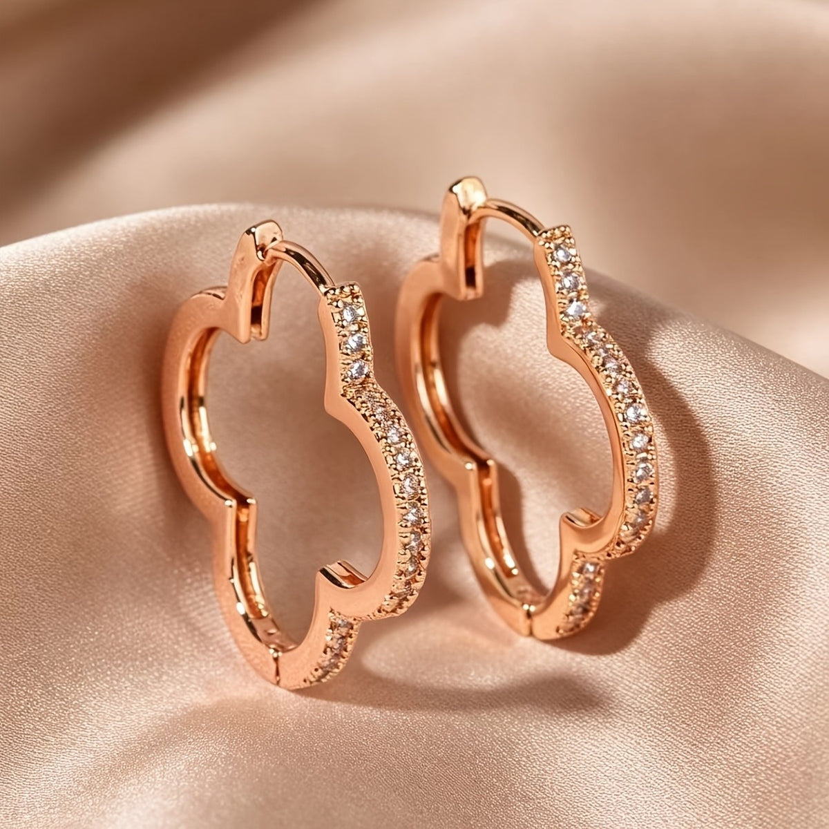 Crystal Clover Hoop Earrings