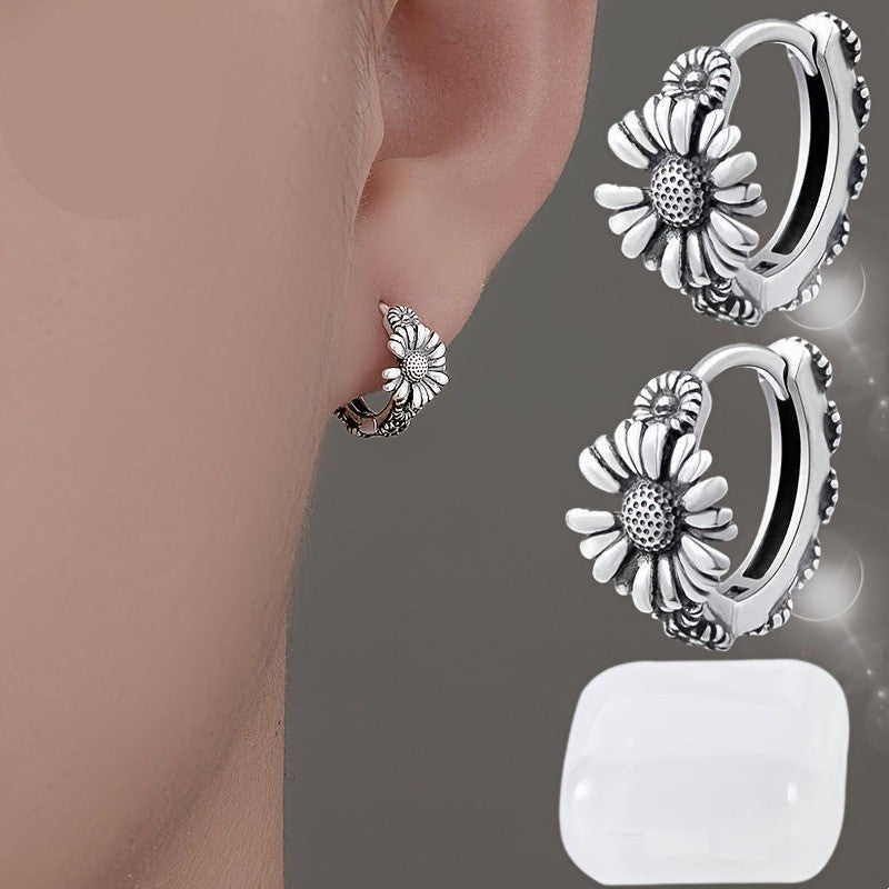 Daisy Flower Huggie Earrings