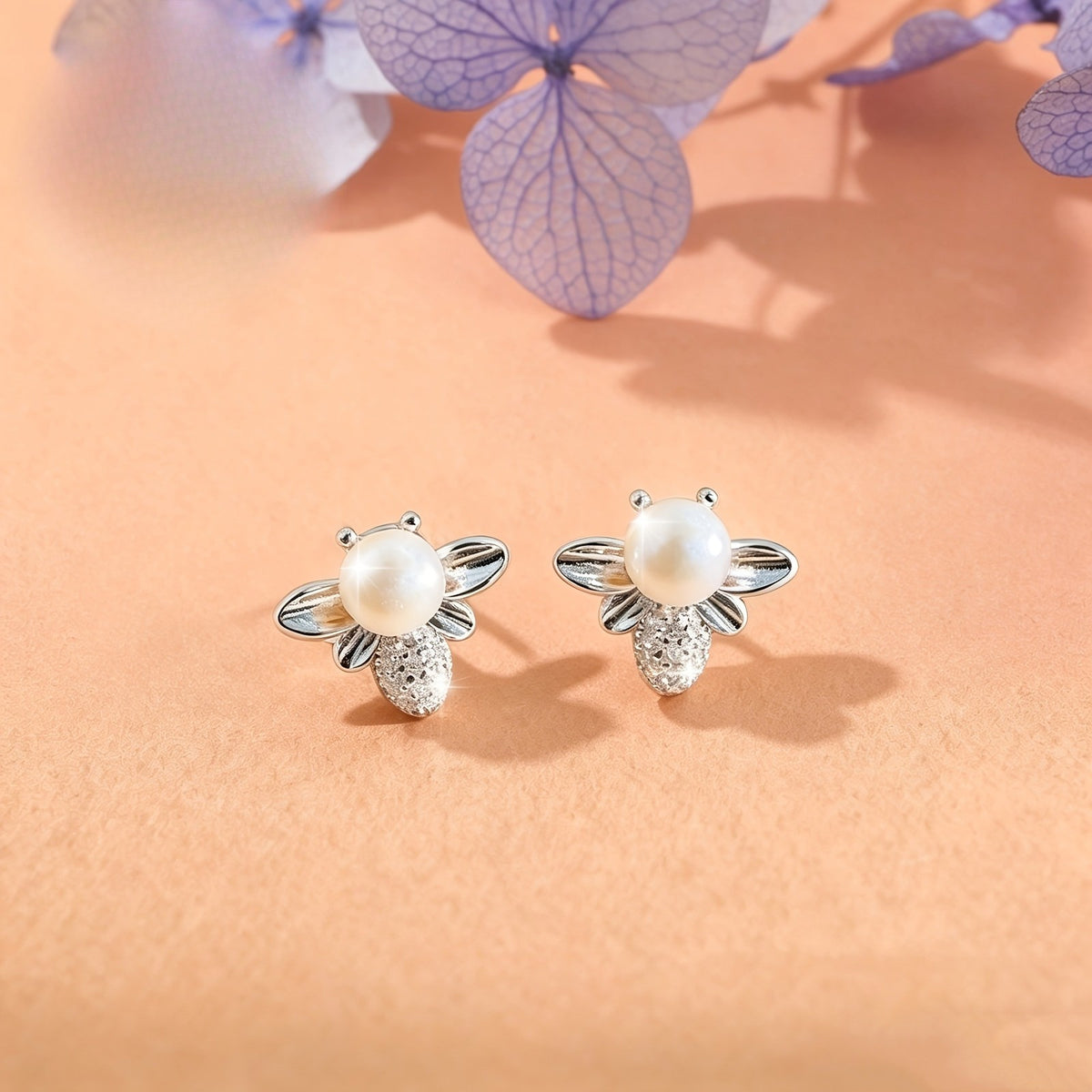 Pearl Bee Stud Earrings