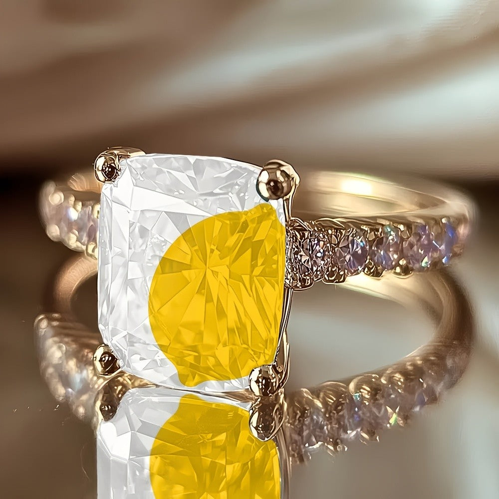 Yellow Square Stone Ring