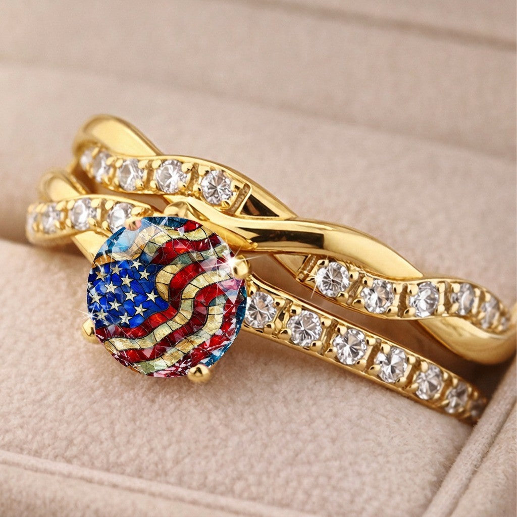 Patriotic Flag Statement Ring