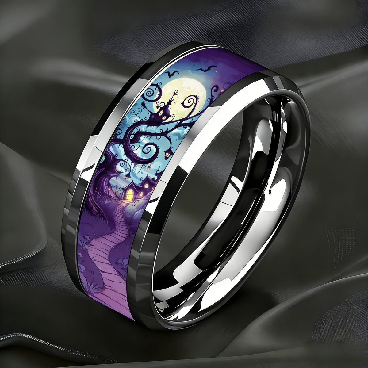 Moonlit Spiral Tree Ring