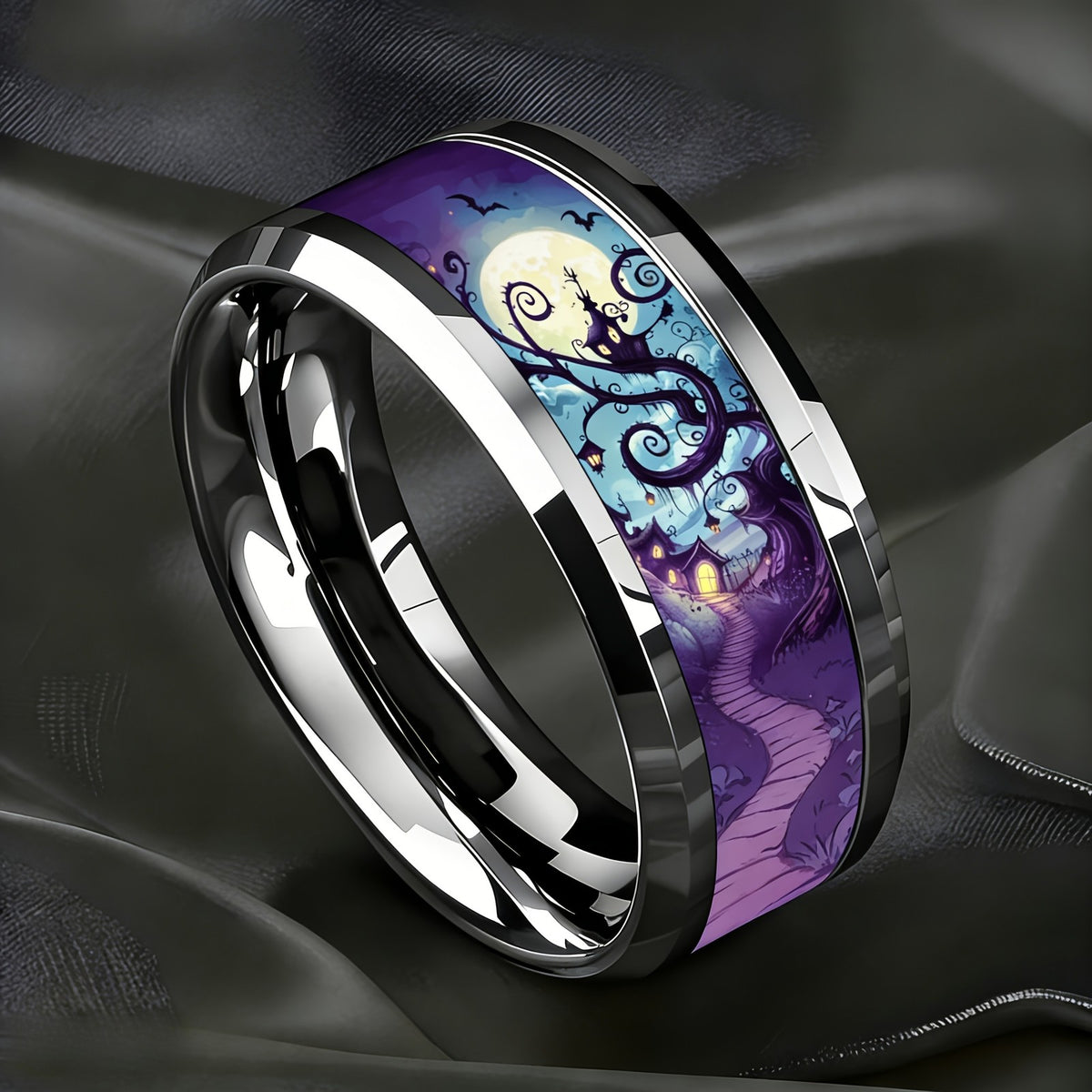 Moonlit Spiral Tree Ring