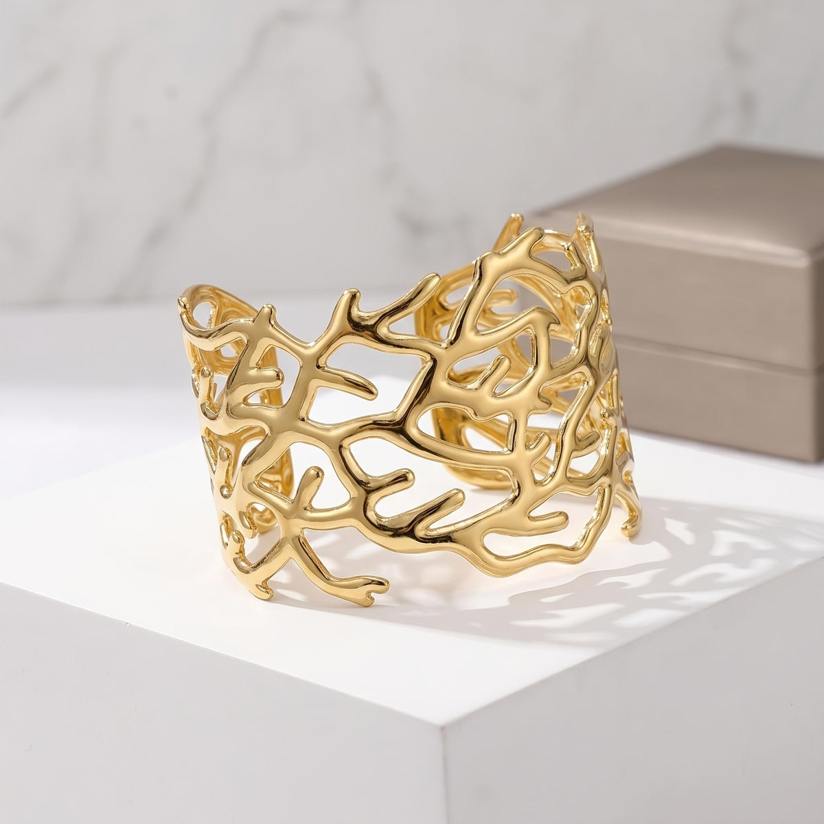 Coral Branch Open Cuff Bangle