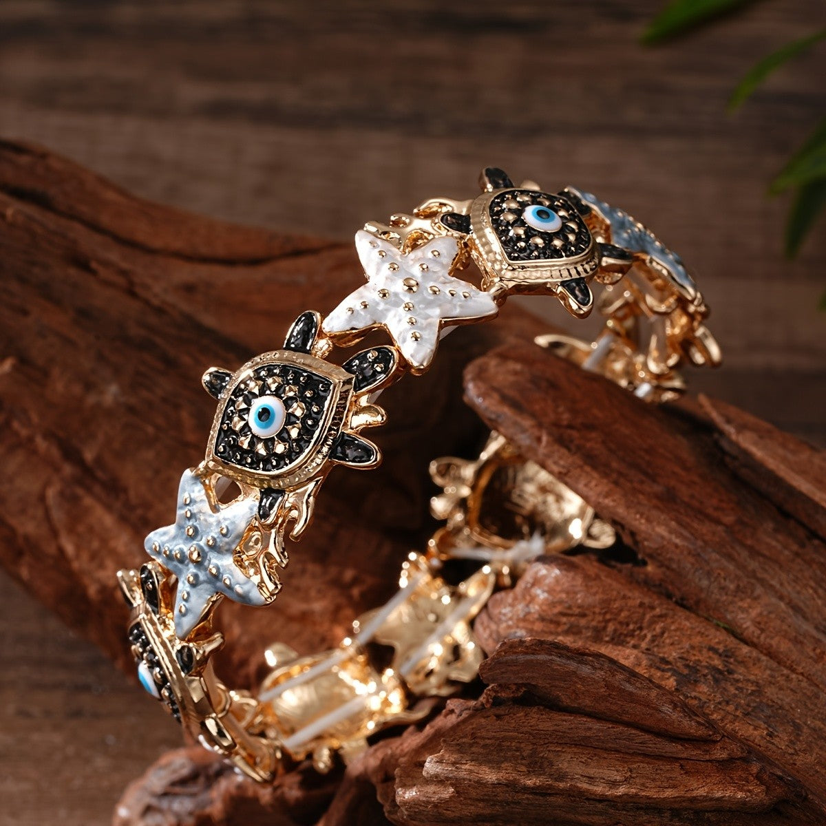 Evil Eye & Starfish Charm Bracelet