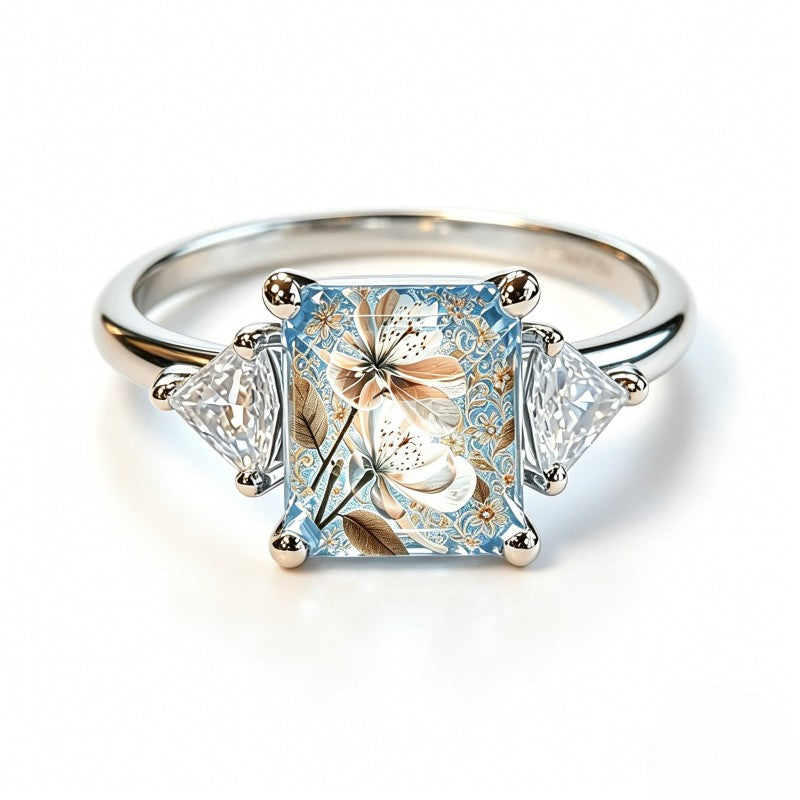 Blue Magnolia Square Ring