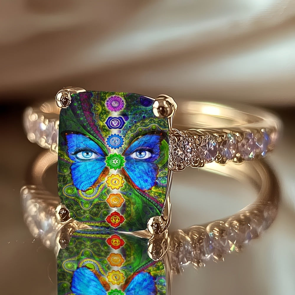 Chakra Butterfly Square Ring