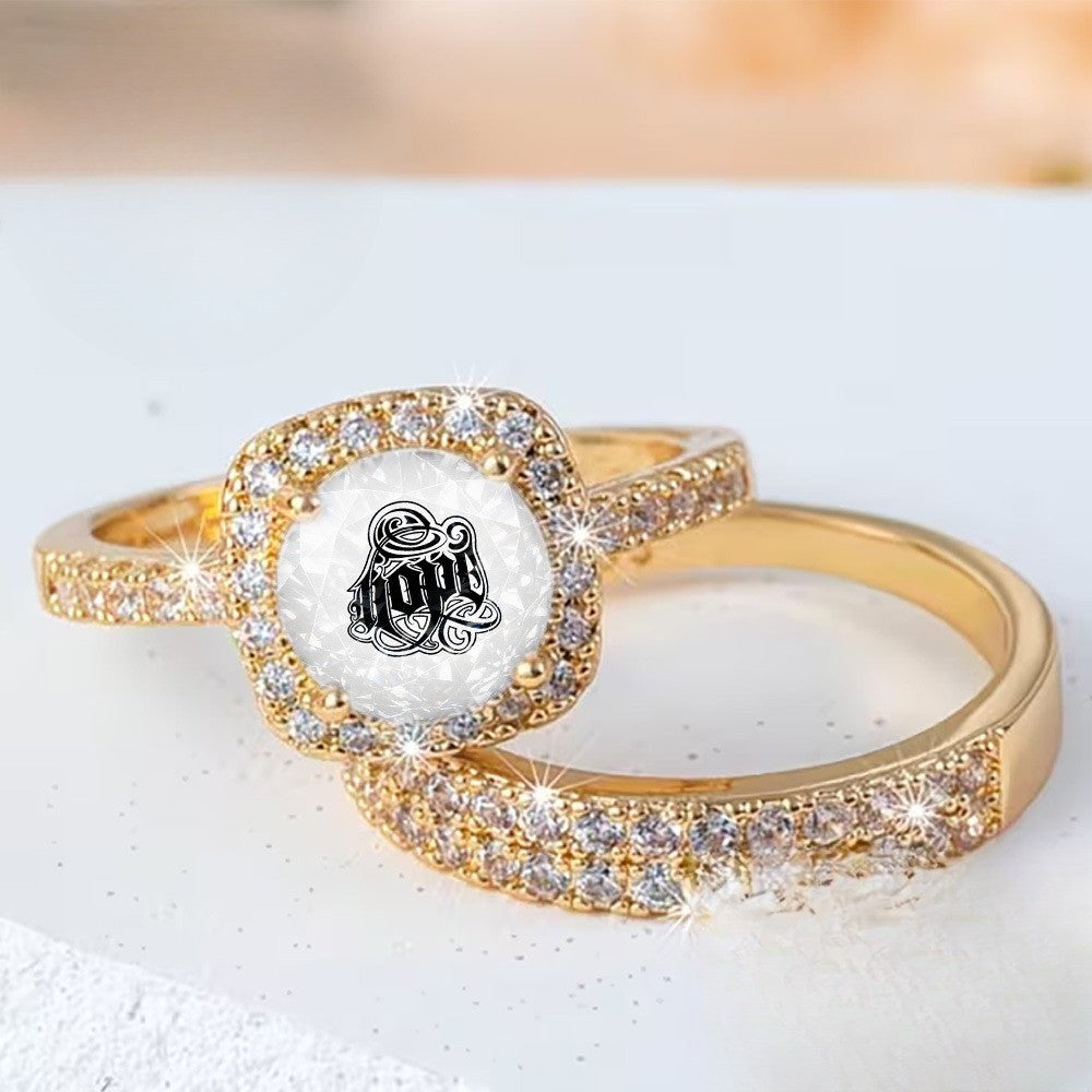 Square Crystal Hope Ring Set