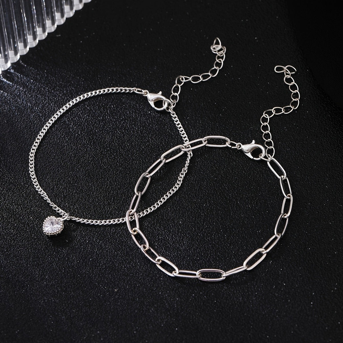 Zircon Heart & Paperclip Bracelet