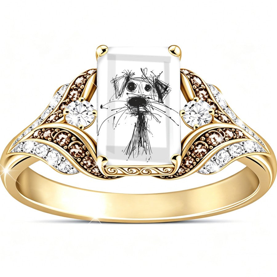 Dog Sketch Square Ring
