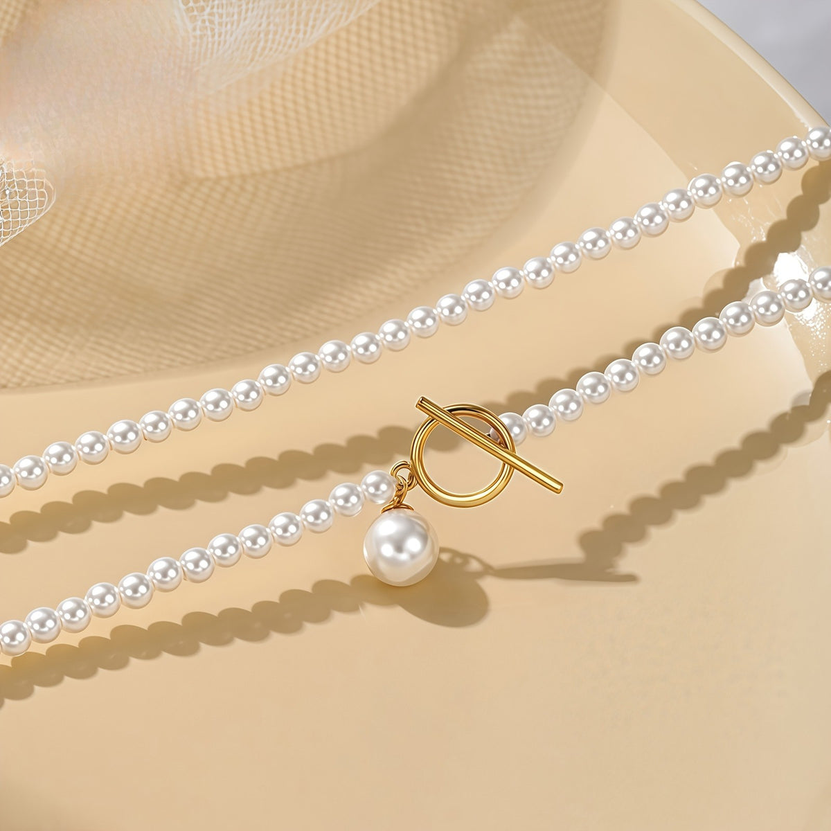 Pearl Bead Toggle Necklace