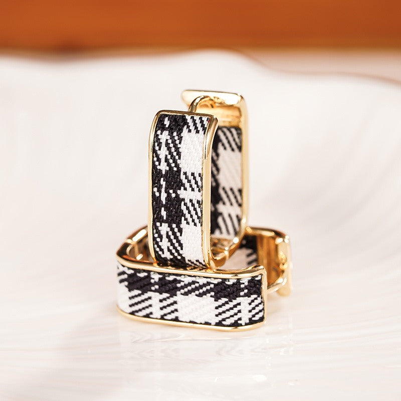 Plaid Square Hoop Earrings
