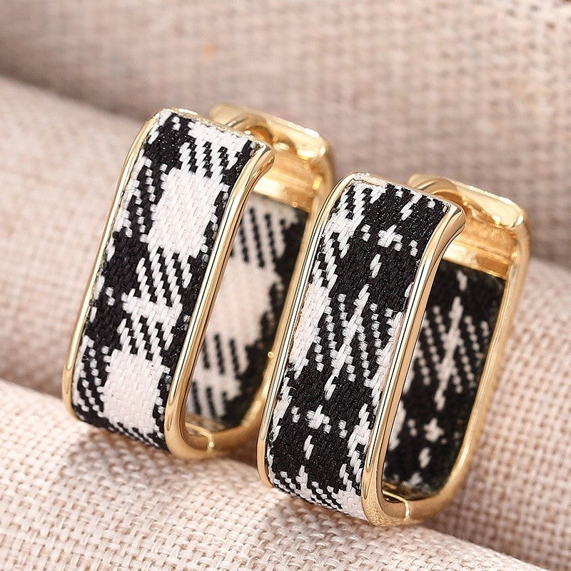 Plaid Square Hoop Earrings